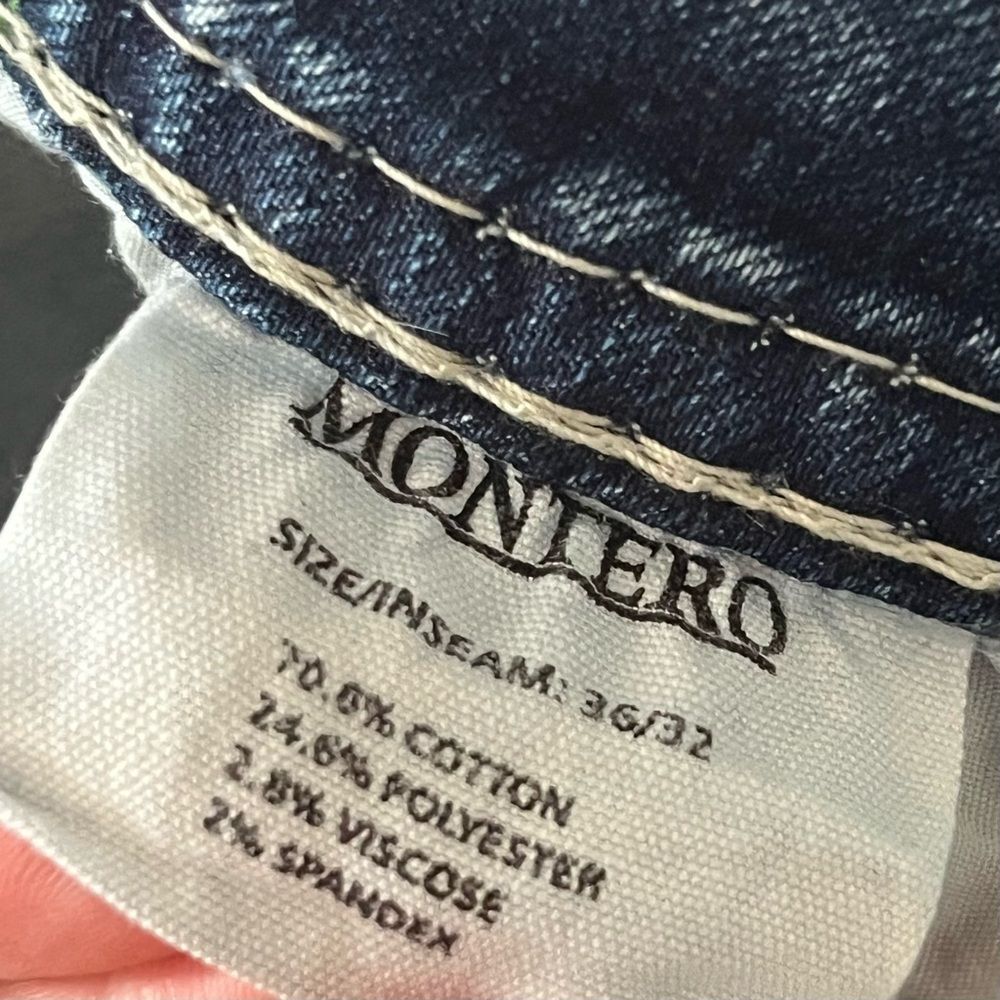 MONTERO Men's Bootcut Jeans Size 36 Modern Cowboy Embroidered Whipstitch - Picture 9 of 11